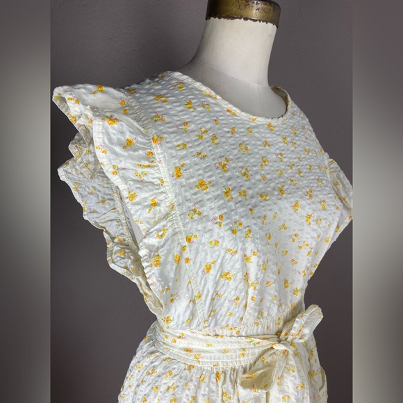 1960s / 1970s Design House Cotton Floral Apron Dress - Vintage Pinafore - Medium - Picture 3 of 8